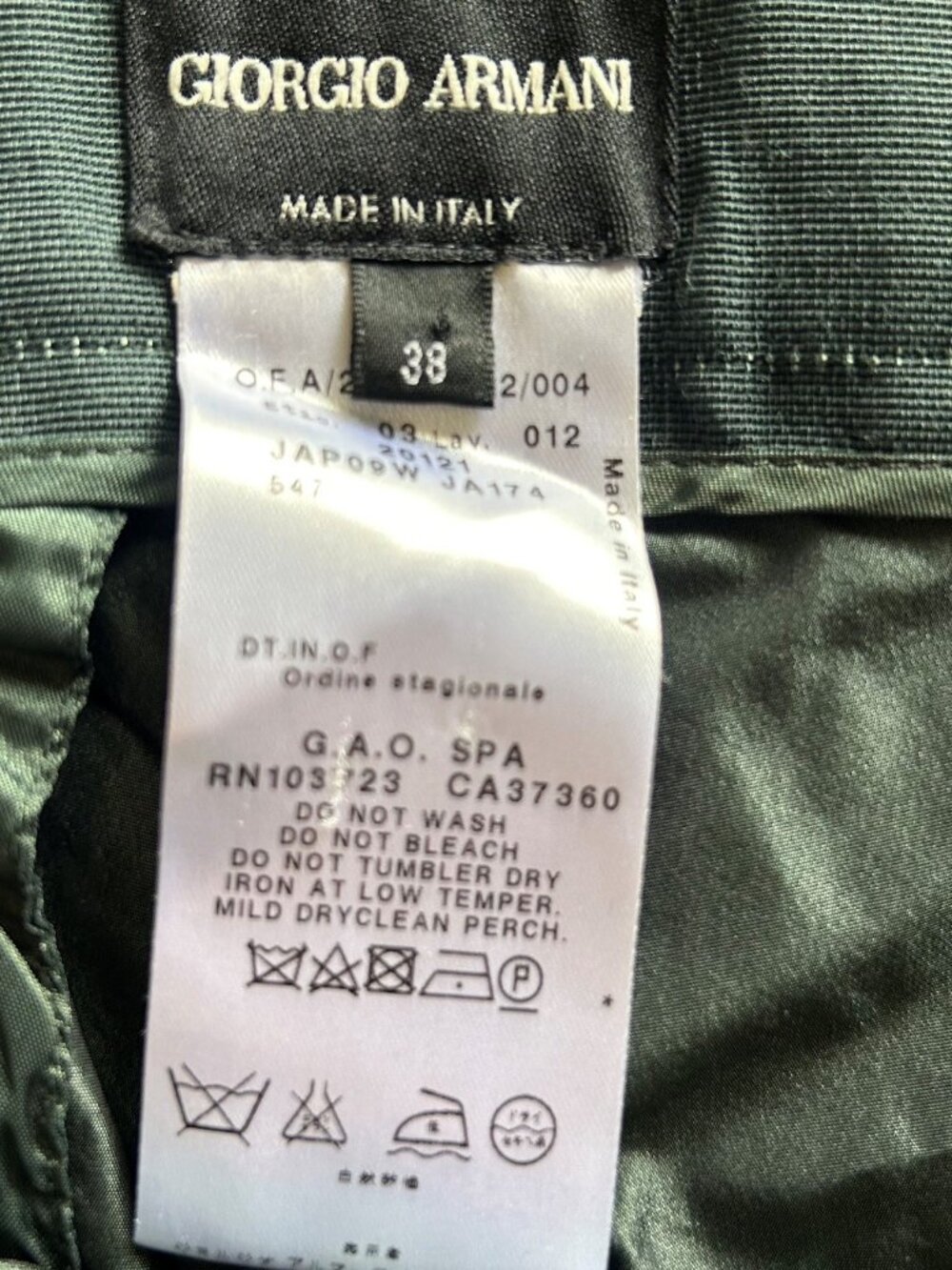 GIORGIO ARMANI Italy Technical Shimmer Wide Leg Crop Trousers Green 38 (2 or XS) - Picture 7 of 8